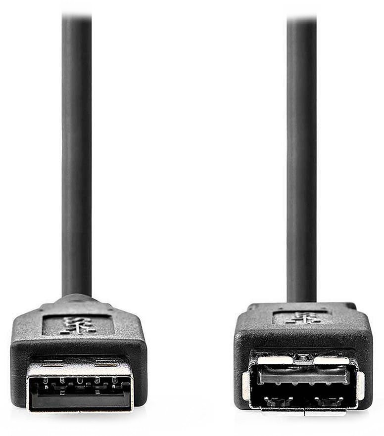 NEDIS prodlužovací kabel USB 3.2 Gen 1/ zástrčka USB-A - zásuvka USB-A/ 5 Gbps/ kulatý/ černý/ bulk/ 2m