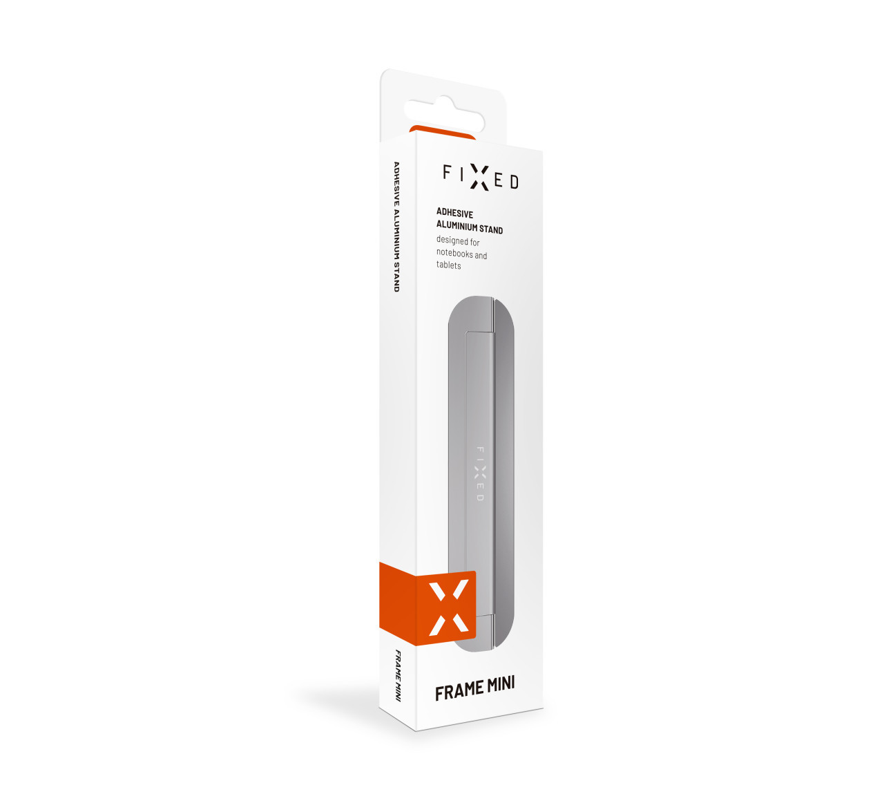 Nalepovací hliníkový stojánek FIXED Frame Mini pro notebooky a tablety, stříbrný