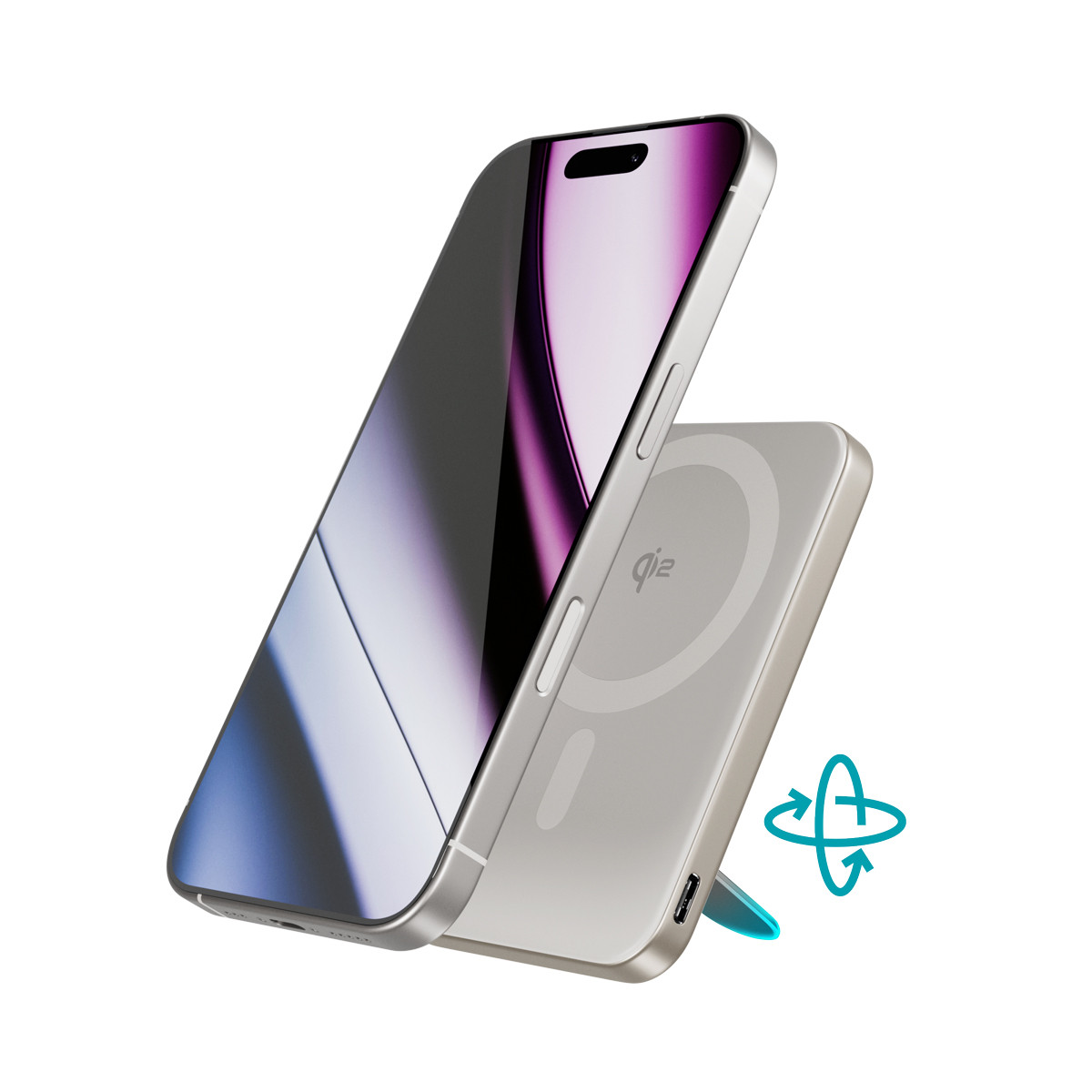 Epico Qi2 5000mAh Alu Mag+ Stand PB EM52 - titan