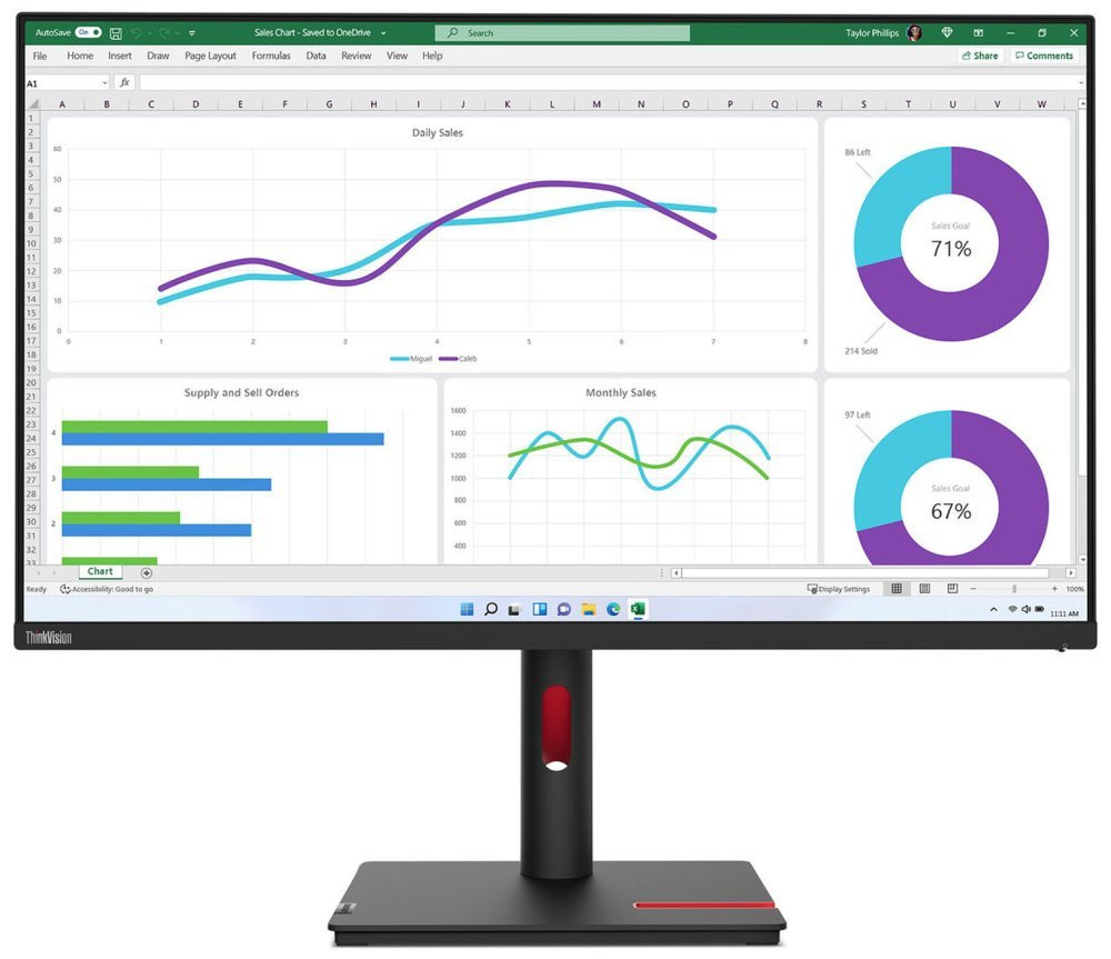Lenovo T32p-30/ 31,5" IPS/ 3840x2160/ 16:9/ 350cd/m2cmd/ 1000:1 / 4ms/ HDMI/ DP/ USB/ RJ45/ VESA/ PIVOT/ černý