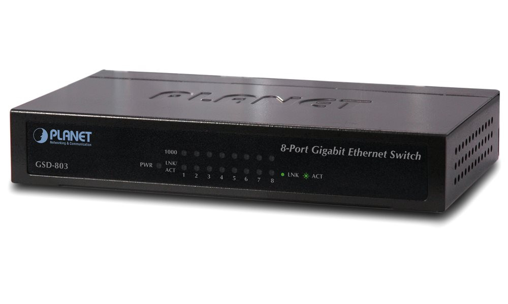 Planet GSD-803 switch  10/100/1000 (8x1000Base-T), EuP, 802.3az, kov, fanless