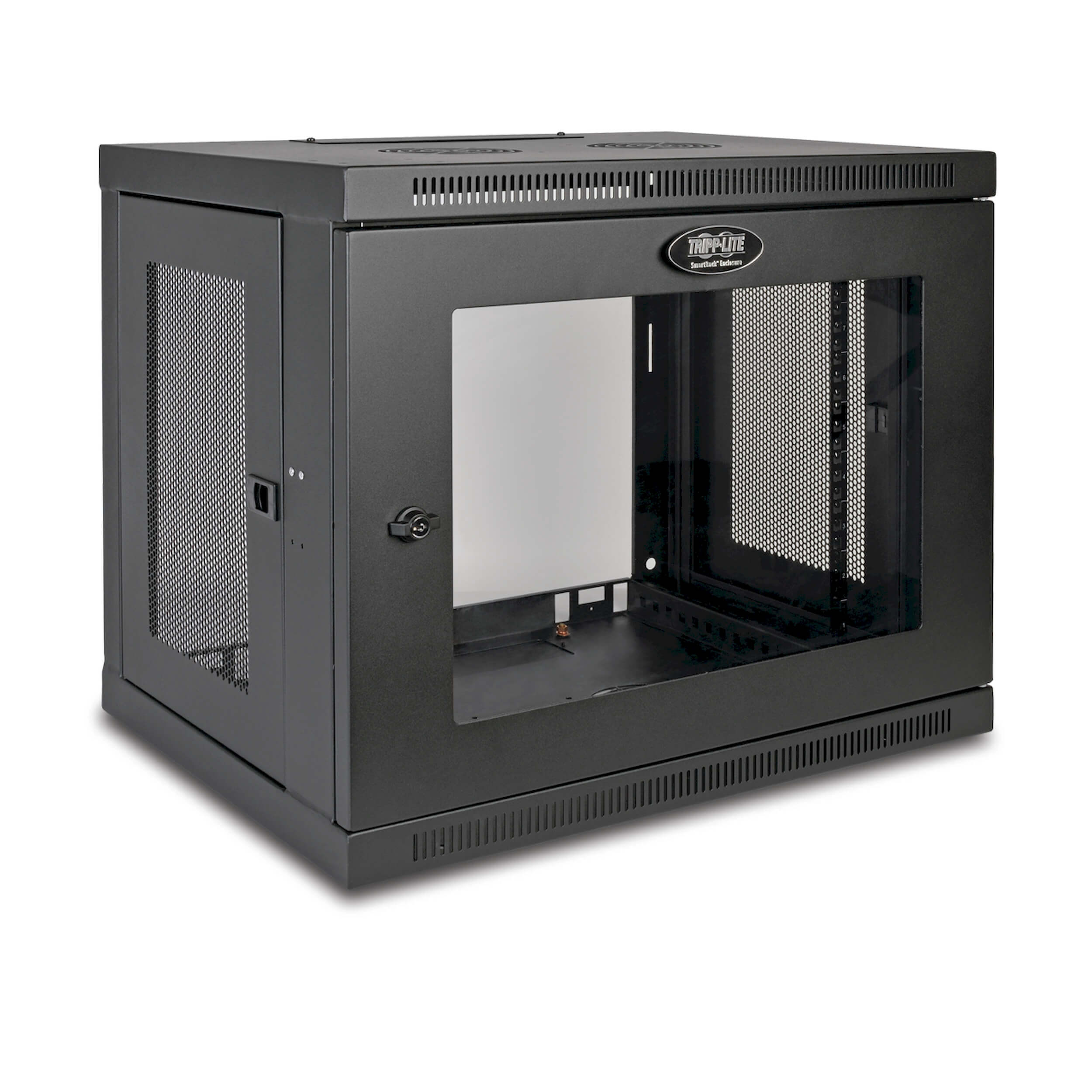 Skříň SmartRack 9U, Mini Rack, Š=600mm, Hl=450mm, hloubka pro přepínače, prosklené dveře, na stěnu
