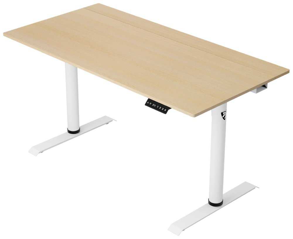 AROZZI herní stůl ARENA NORDICO Light Birch/ motorizovaný/ barva deska bříza, nohy bílé/ šíře 140cm/ výška 71-115 cm