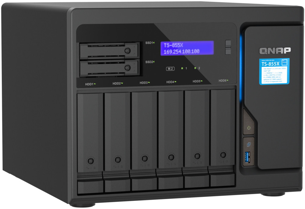 QNAP TS-855X-8G   6x 3,5"+2x 2,5", 8GB RAM, 2x M.2 NVMe, 2x PCIe, 1x 10GbE, 2x 2,5GbE