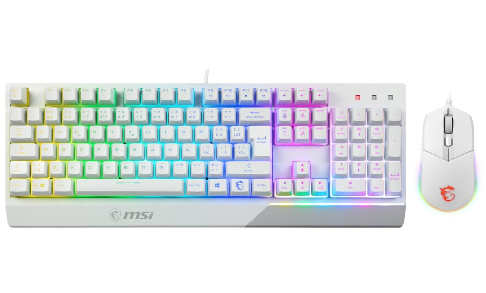 MSI herní set klávesnice s myší VIGOR GK30 COMBO WHITE/ drátový/ bílý/ RGB podsvícení/ USB/ CZ+SK layout
