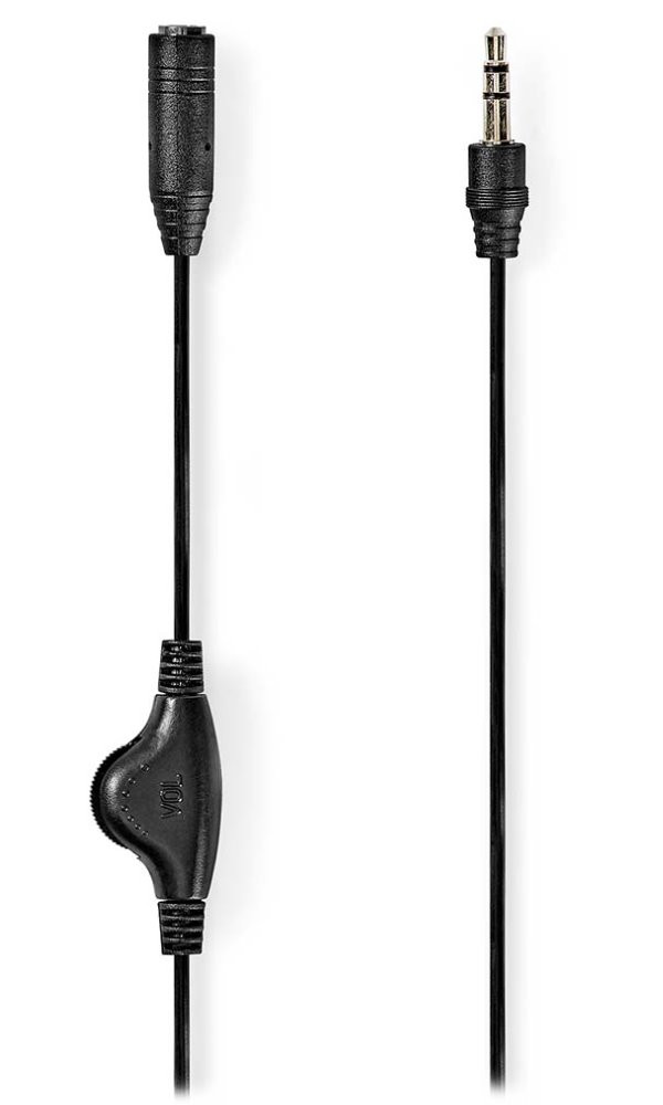 NEDIS kabel stereo audio/ 3,5 mm jack zástrčka - 3,5 mm jack zásuvka/ černý/ bulk/ 1m
