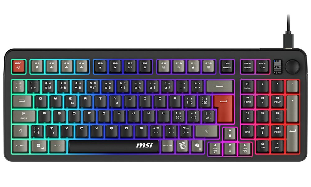MSI herní klávesnice FORGE GK110/ drátová/ RGB podsvícení/ USB/ CZ+SK layout