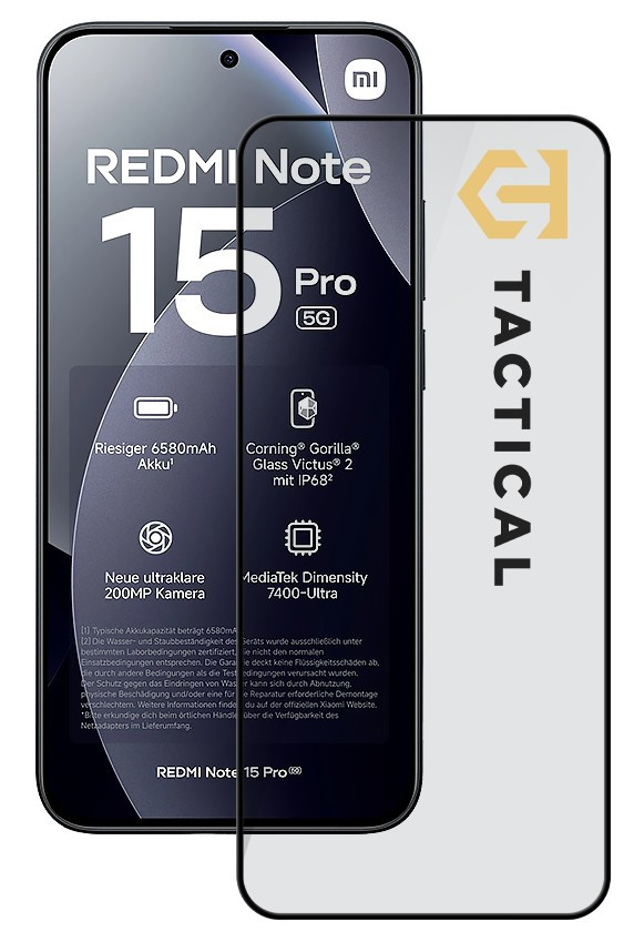 Tactical Glass Shield 5D sklo pro Xiaomi Redmi Note 15 Pro 5G Black