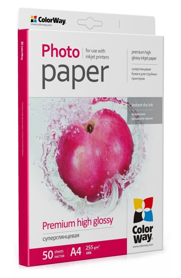 COLORWAY fotopapír/ premium high glossy 255g/m2, A4/ 50 kusů