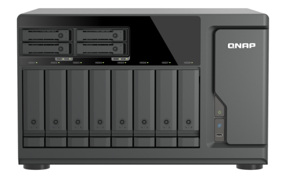 QNAP TVS-h1277AX-R5-16G (AMD Ryzen 5, 16GB DDR5 RAM, 8x 3,5"+ 4x 2,5", 3x PCIe, 2x 2,5GbE, 2x 10GbE)
