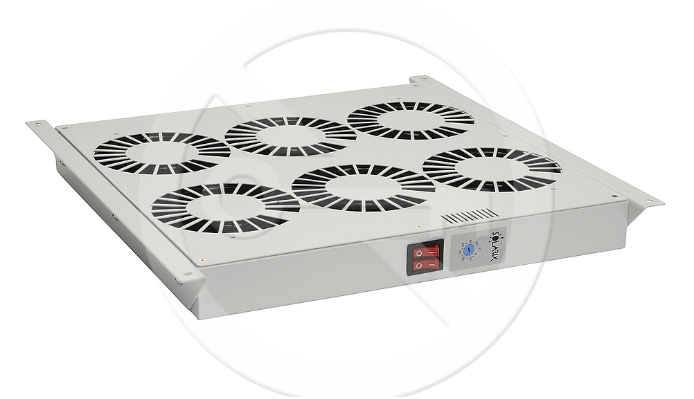 Ventilační jednotka 6 vent.,termostat, do stropu i dna VJ-R6, šedá