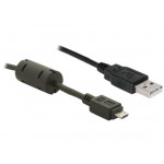Delock kabel USB 2.0 A samec > micro-USB B samec, ferit, délka 1m