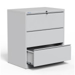 Třízásuvková kovová kartotéka HDK - dvouřadá, šedá