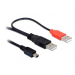 Delock napájecí Y kabel, 2xUSB A na mini USB B, 1 metr