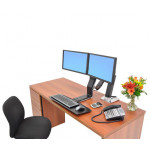 ERGOTRON WorkFit-A, Dual Display, Polished aluminum, nastavitelný stolní držák pro dva monitory , kláv.