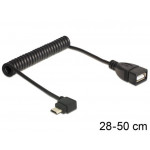 Delock kabel USB micro B samec pravoúhlý > USB 2.0-A samice, OTG, kroucený kabel