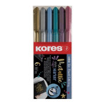 Štětcové fixy Kores Metallic Style, sada 6 barev