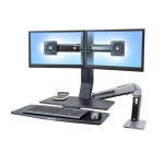 ERGOTRON WorkFit-A II, Dual, 5" Lift Engine and Worksurface, Polished Aluminum,stol,drž. 2x mon.,kláv.deska