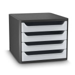 Zásuvkový box Cep,4 zásuvky,eko,černá/světle šedá