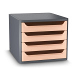 Zásuvkový box Cep,4 zásuvky,eko, šedá/broskvová