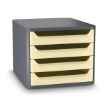 Zásuvkový box Cep,4 zásuvky,eko, šedá/světlě žlutá