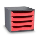 Zásuvkový box Cep,4 zásuvky,eko, šedá/červená