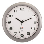 Nástěnné rádiem řízené hodiny Hornew,30 cm, stříb.