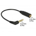 Delock Audio kabel Stereo jack 3.5 mm 4 pin samec > Stereo jack 2.5 mm 3 pin  samice pravoúhlá