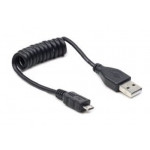 GEMBIRD Kabel USB A Male/Micro B Male 2.0, 60cm, Black, kroucený