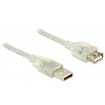 Delock Prodlužovací kabel USB 2.0 Typ-A samec > USB 2.0 Typ-A samice 1 m transparentní