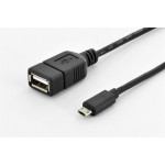 Ednet Kabelový adaptér USB 2.0, OTG, typ micro B - A M / F, 0,3 m, vysokorychlostní, micro B 