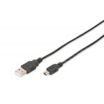 Digitus USB 2.0 connection cable, type  A - mini B (5pin) M/M, 1.8m, USB 2.0 conform, bl