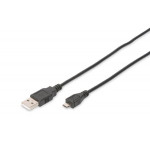 Digitus USB 2.0 connection cable, type  A - micro B M/M, 1.0m, USB 2.0 compatible, bl