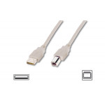 Digitus Připojovací kabel USB 2.0, typ A - B M / M, 3,0 m, šedý