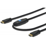Digitus HDMI High Speed connection cable, type A, w/ amp. M/M, 15.0m, Full HD, CE, gold, bl