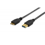 Ednet Připojovací kabel USB 3.0, typ A - micro B M / M, 1,8 m, USB 3.0, bavlna, zlato, bl