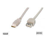 Digitus USB kabel prodlužovací A-A, 2xstíněný, měď, 1,8m, šedý