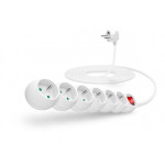 CONNECT IT prodlužovací kabel 230 V, 6 zásuvek, 5 m, s vypínačem (bílý)