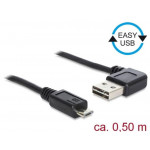Delock Kabel EASY-USB 2.0 Typ-A samec pravoúhlý levý / pravý > USB 2.0 Typ Micro-B samec 0,5 m