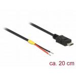Delock Kabel USB 2.0 Micro-B samec > 2 x dráty bez konektoru 20 cm Raspberry Pi