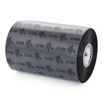 Zebra Wax Ribbon, 102mmx450m (4.02inx1476ft), 2100; High Performance, 25mm (1in) core, 12/box
