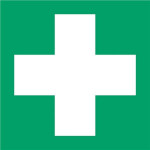 Bezpečnost. etiketa PRVNÍ POMOC Q-C, 20x20cm