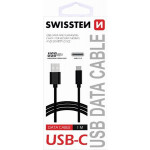 SWISSTEN DATA CABLE USB / USB-C 3.1 1,5M BLACK (9mm)