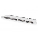 DIGITUS CAT 6A EA patch panel, stíněný, 24portový kryt proti prachu RJ45, 8P8C, 0,5U, šedý RAL 7035