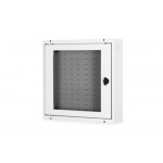 DIGITUS Skříň pro domácí automatizaci na zeď, povrchová montáž 400x400x100 mm, rámy skleněné dveře, šedá (RAL 7035)