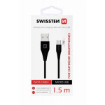 SWISSTEN DATA CABLE USB / MICRO USB 1,5 M ČERNÝ (9mm)