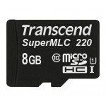 Transcend 8GB microSDHC220I UHS-I U1 (Class 10) SuperMLC průmyslová paměťová karta, 80MB/s R, 45MB/s W, černá