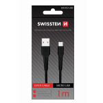 DATOVÝ KABEL SWISSTEN USB / MICRO USB 1,0 M ČERNÝ