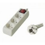 PremiumCord prodlužovací přívod 230V, 2m, 3 zásuvky, vypínač