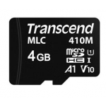 Transcend 4GB microSDHC410M UHS-I U1 (Class 10) A1 V10 MLC průmyslová paměťová karta (bez adaptéru), 100MB/s R, 22MB/s W